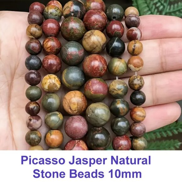 Picasso Jasper Natural Stone Beads - 15" Strand - Picture 1 of 1
